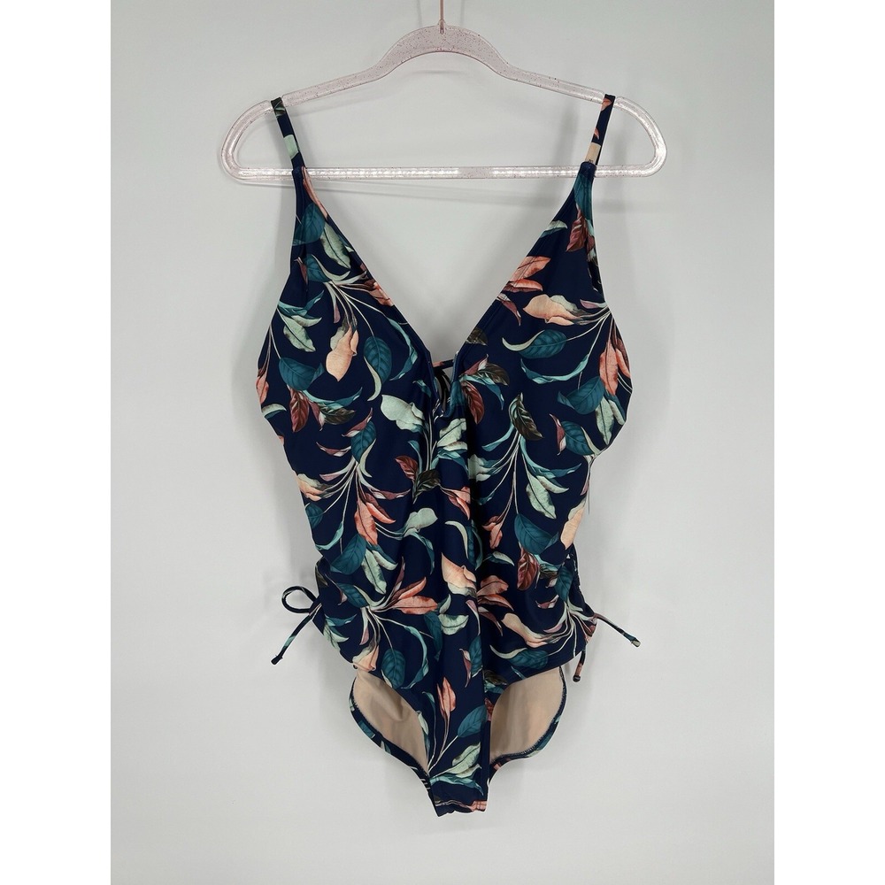 Mynah‎ One Piece Floral Swimsuit Womens Sz XXL Multi-Color Med Coverage Org $84
